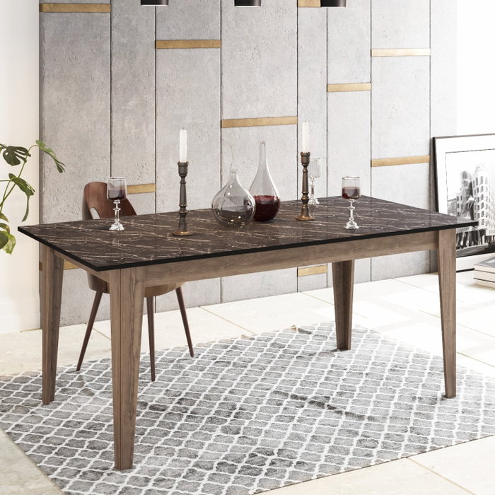 Hanah Home Mesa de Comedor Nogal y Negro 180x90x76.8 cm